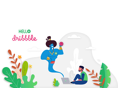 Hello Dribbble! aladdin branding design flat illustration illustrator ui vector web website wish wishes