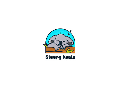 Sleepy Koala design flat icon illustration illustrator koala koala bear logo pictogram sleep sleepy sleepy koala typography vector