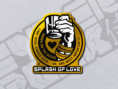 A Splash of Love badge celebrate cyberpunk cyberpunk2077 drink enamel geometric illustration jackie logo logotype mark moscow mule pin symbol toast welles