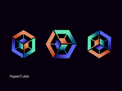 Hypercube universe cube design geometric gradient hypercube logo logotype mark modern symbol universe