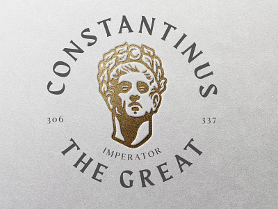 Constantinus cesar constantinus emperor face gold head logo logotype marble mark roman rome
