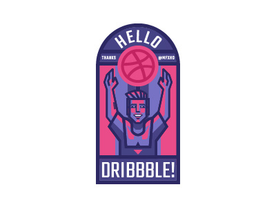 Hello Dribbble badge! badge colours debut first shot flat flat design logo