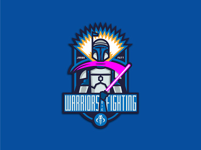 warriors die fighting/ jango fett badge badge bounty hunter challenge colours illustration jango fett logo mark star wars sticker symbol