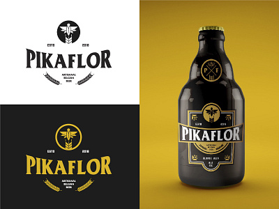 Pikaflor beer beer bottle brand brewery hummingbird logo packaging symbol