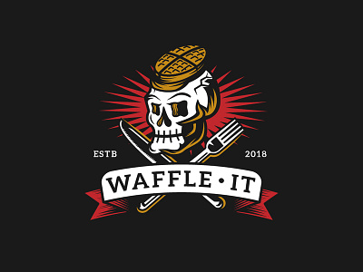 Waffle it food illustration logo logodesign mark skull tattoo wafflle