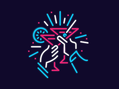 celebration line logo mark martini minimalist neon symbol toast