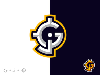 Gj Crosshair crosshair design gamer logo mark shooter sports symbol