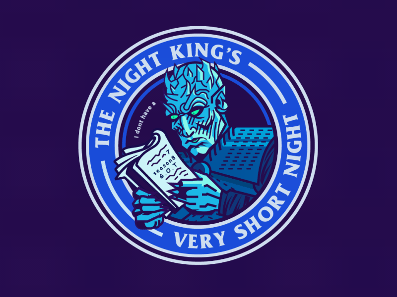 The night king's very short night 2d animation badge design game of thrones gif got illustration king logo logotype night nk seal