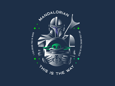 Mandalorian baby yoda badge design disney geometric gradient illustration logo mandalorian star wars starwars