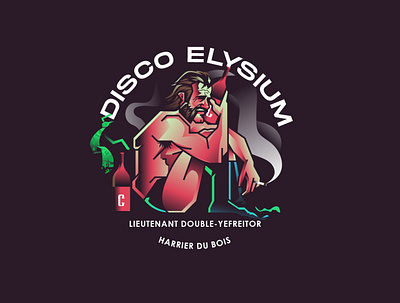 Disco Elysium badge design detective disco elysium gaming geometric gradient hangover harry illustration logo