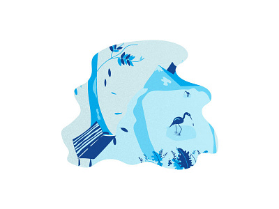 river side blue illustration minimal river winter