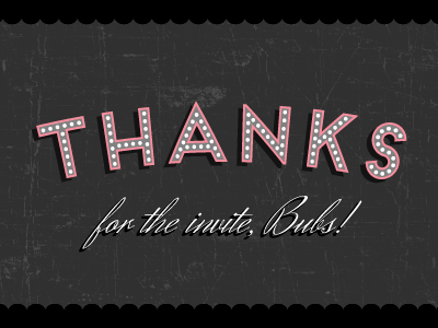 Thanks! thanks invitation debut typography