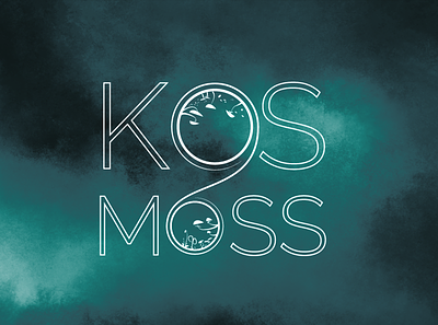KosMoss Logo 2d art branding cosmos lettering logo procreate space texture watercolor