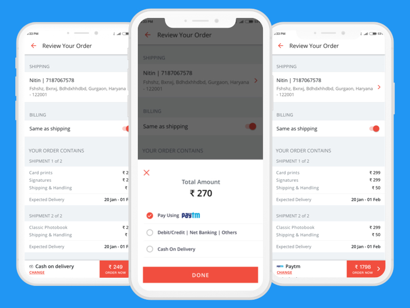 Order Review and Choose Payment method by Nitin soni on Dribbble