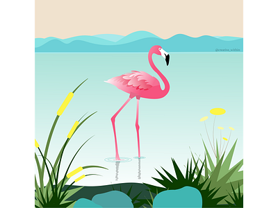 The Flamingo adobe illustrator animal bird illustration birds color flamingo geometric illustration nature pink texture water