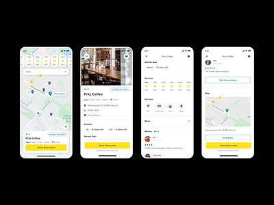 App to find a cafe in sunshine 2 cafe coffee map mobile reservation uidesign uxdesign weather