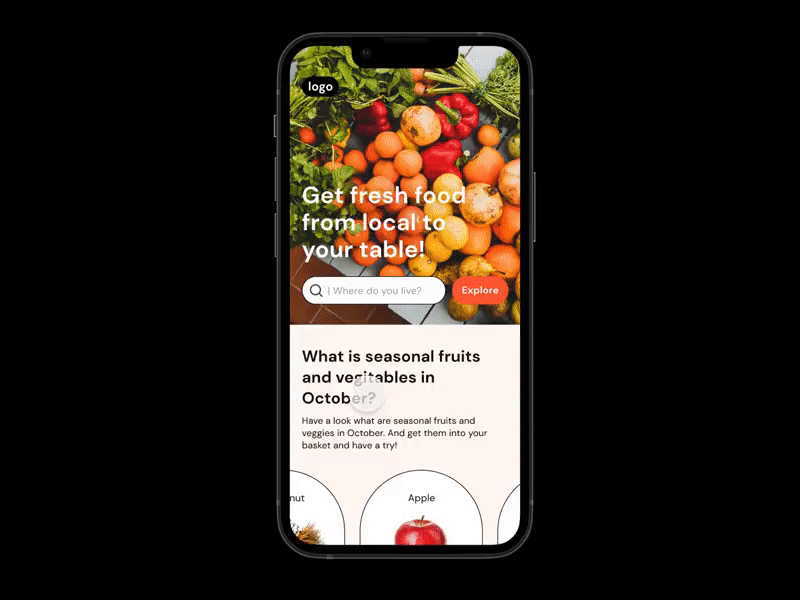 Mobile App for Local Grocery Shopping food grocery mobile shopping ui ux