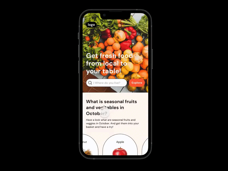 Mobile App for Local Grocery Shopping food grocery mobile shopping ui ux