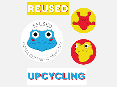 Sticker set badge branding cartoon character collection design flat frog graphic icon illustration logo mascot print reused set sticker typography upcycling vector