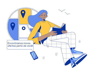 Illustration for app app application character design digital editorial flat graphic illustration location map mobile modern people relax service ui ux vector woman