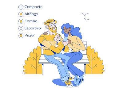 Illustration for app app article cartoon character couple cute design editorial editorial illustration filters flat illustration modern outside people phone search simple smart vector