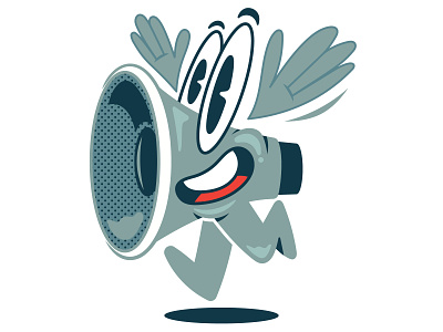 The megaphone cartoon character advertising animation cartoon character comercial communication cute design editorial funny graphic illustration megaphone motion news noise retro runing vector vintage