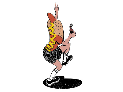 Drunk hot dog cartoon character dog drunk element festival hot illustration party vector