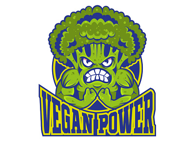 Vegan power print broccoli cartoon character power print vegan