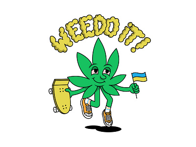 weedo it! cannabis cartoon character colorful design flat hemp illustration legalize logo marijuana print smoke sticker summer ukraine vector weed weeds