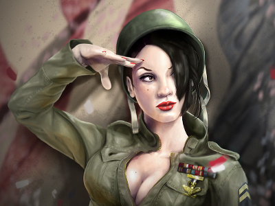 US Pin Up girl illustration pin up soldier