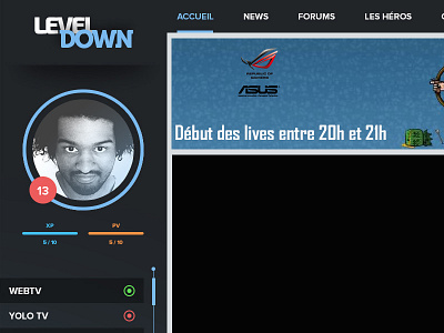 LevelDown Redesign game gaming redesign stream streaming webdesign