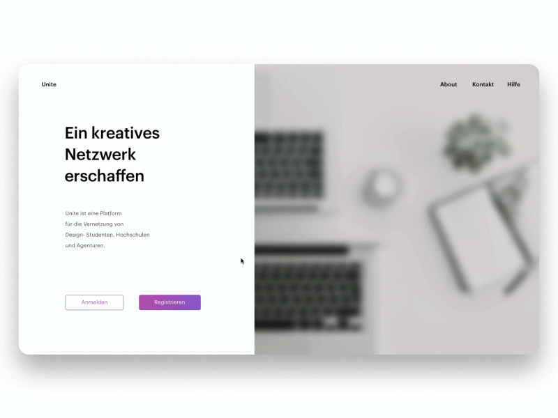 Unite – Registration design interaction layout motion platform ui university ux website
