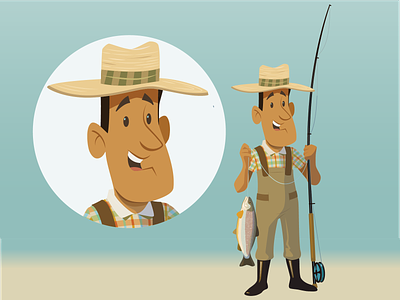 Catch and release cartoon character illustration illustrator vector