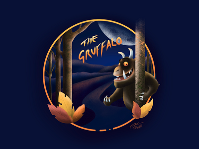 The Gruffalo character childrens cartoon forest gruffalo illustration ipadpro monster moon night plants procreate