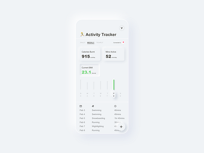 Concept App: Activity Tracker app clean design flat minimal sketch type ui ux vector