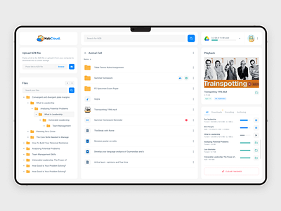 NZB Cloud - Dashboard app cloud dashboard dowinload file file manager folder inteface interaction interaction design mobile storage ui ux