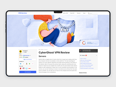 VPN Service - Article page article interaction security ui ux vpn