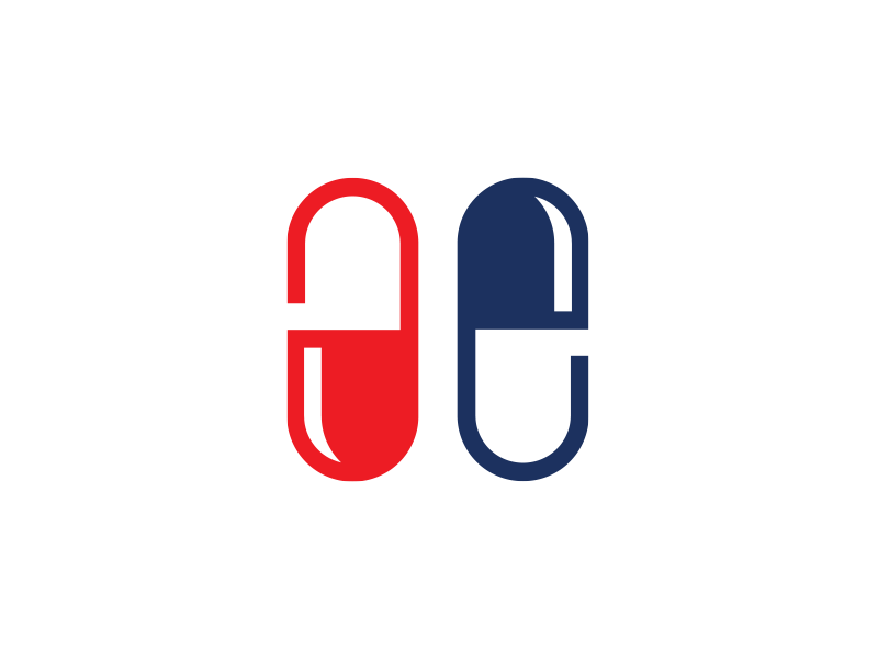 Ae monogram design medical capsules logo ae