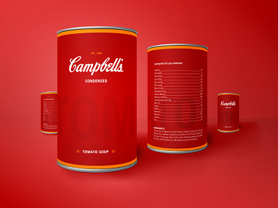 Campbell's Tomato Soup 3d andy campbell food packaging pop red soup tomato typography warhol