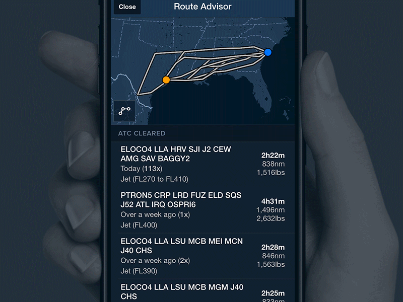 Graphical Flight Route Advisor animation app application aviation design gif graphic ios ui
