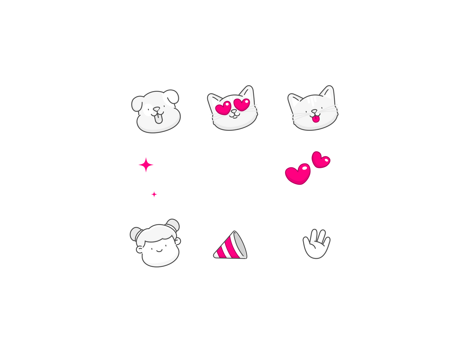 Lemonade Emojis 100 animation cat character cute dog emojis hearts party pets stars wave