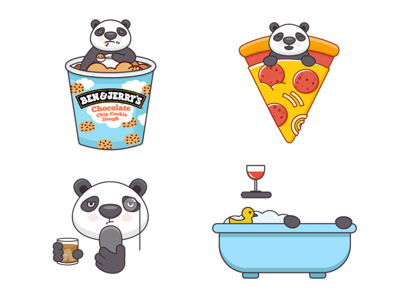 🐼🍕 Panda Party 🍕🐼 bath bear beard drink emoji food hungry ice cream panda pizza sticker wine