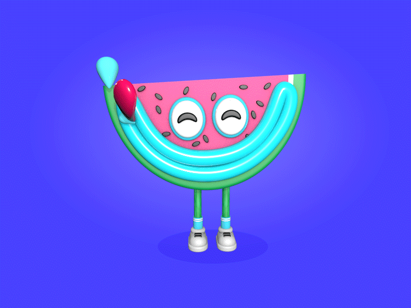 🍉Watermelon BBY 🍉 3d c4d character cinema4d excited fruit happy melon spit thirsty watermelon yay