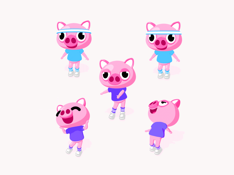 Mr. Piggy the Ham 3d backpack dance bernie character character design cinema 4d exercise funny jumping jacks pig work out