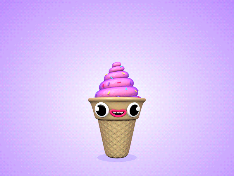 🍦🍦🍦 3d c4d cone cute excited food fun happy ice cream jump spin sweet