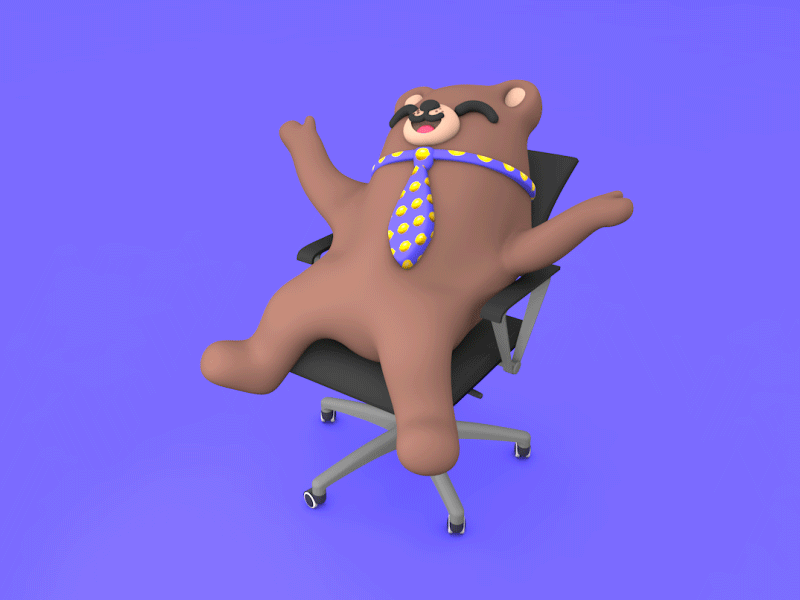 Friyay Vibes from Barry 3d bear business c4d chair character friday happy office weekend work yay