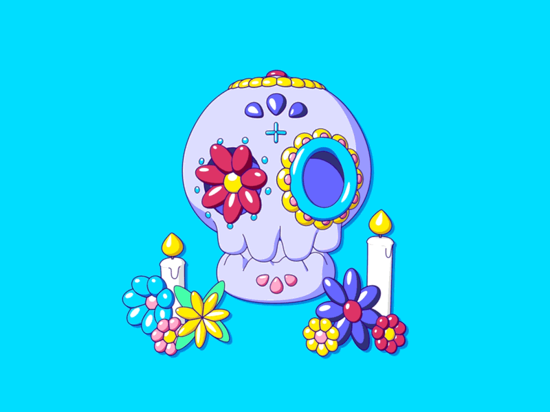 🌸💀Day of The Dead💀🌸 3d candles cel shading cinema 4d day of the dead dia de los muertos flowers halloween mexican sketch and toon skull sugar skull