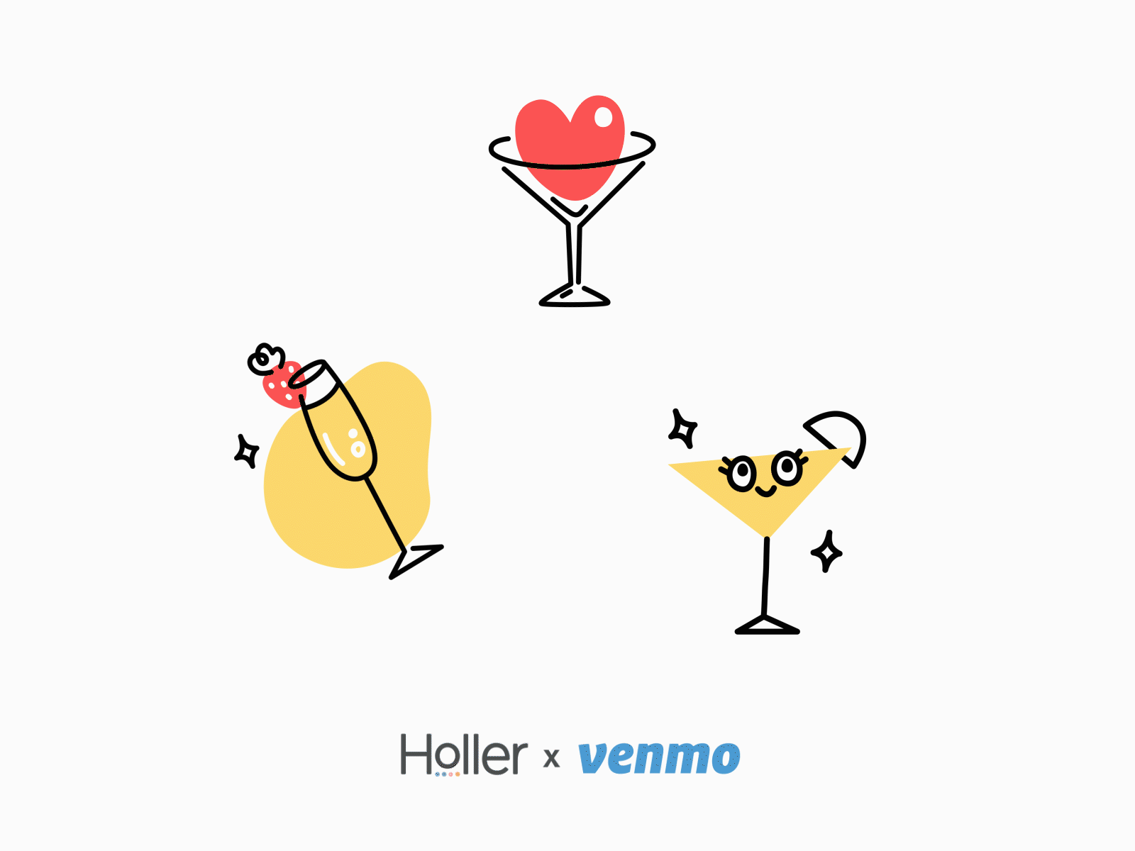 🍸Venmo Drink Stickers!🍸 alcohol app bar cocktail cute drinking drinks love martini menu mimosa payments sticker strawberry venmo