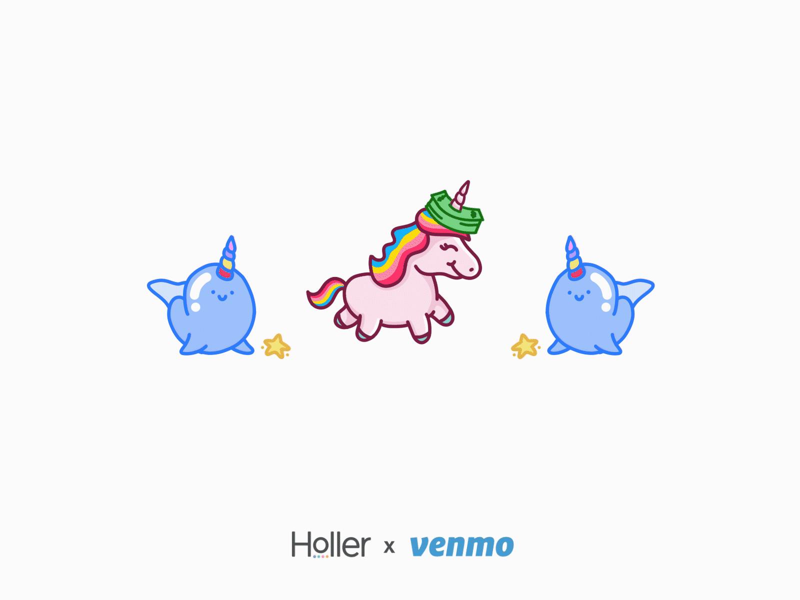 🦄 Unicorn/Narwhal Venmo Stickers 🦄 animal animation character cute framebyframe happy magic money narwhal payment sticker unicorn venmo