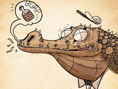 Drunk Croc art booze burp cartoon characterdesign crocodile drawing drunk fun illustration